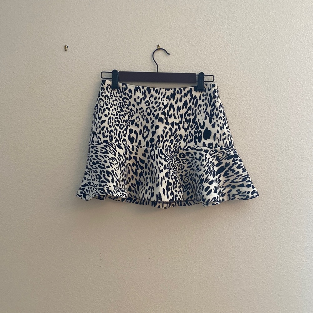 Zara Black and White Leopard Skirt